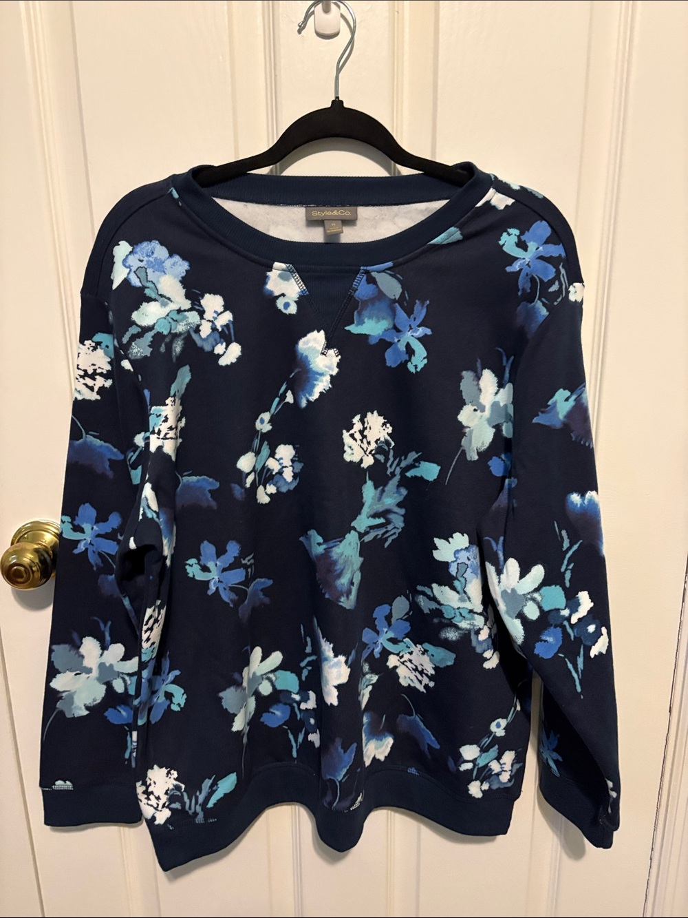 Style & Co. Navy Blue Floral Sweatshirt